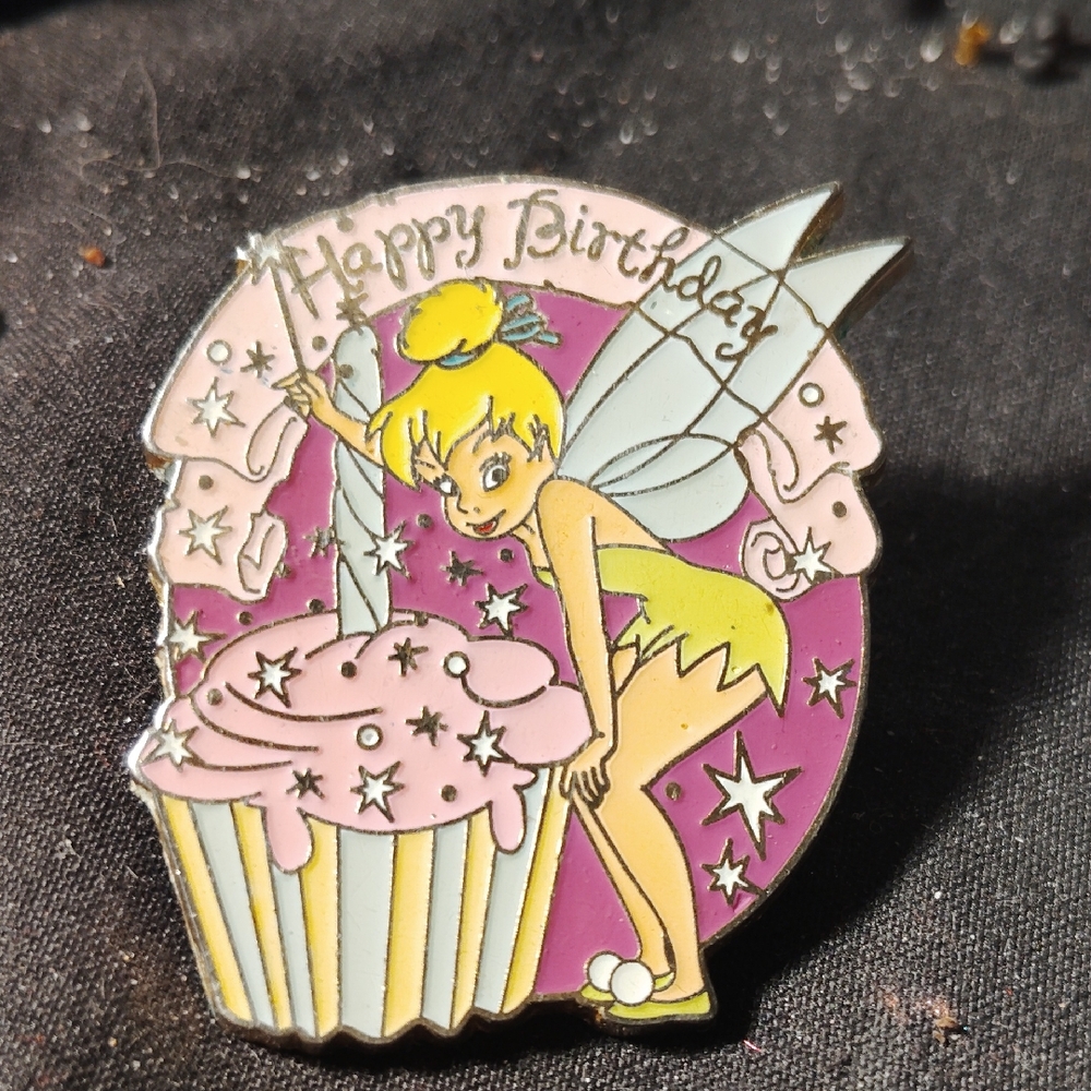 Tinkerbell Happy Birthday Pin - Pink and Green